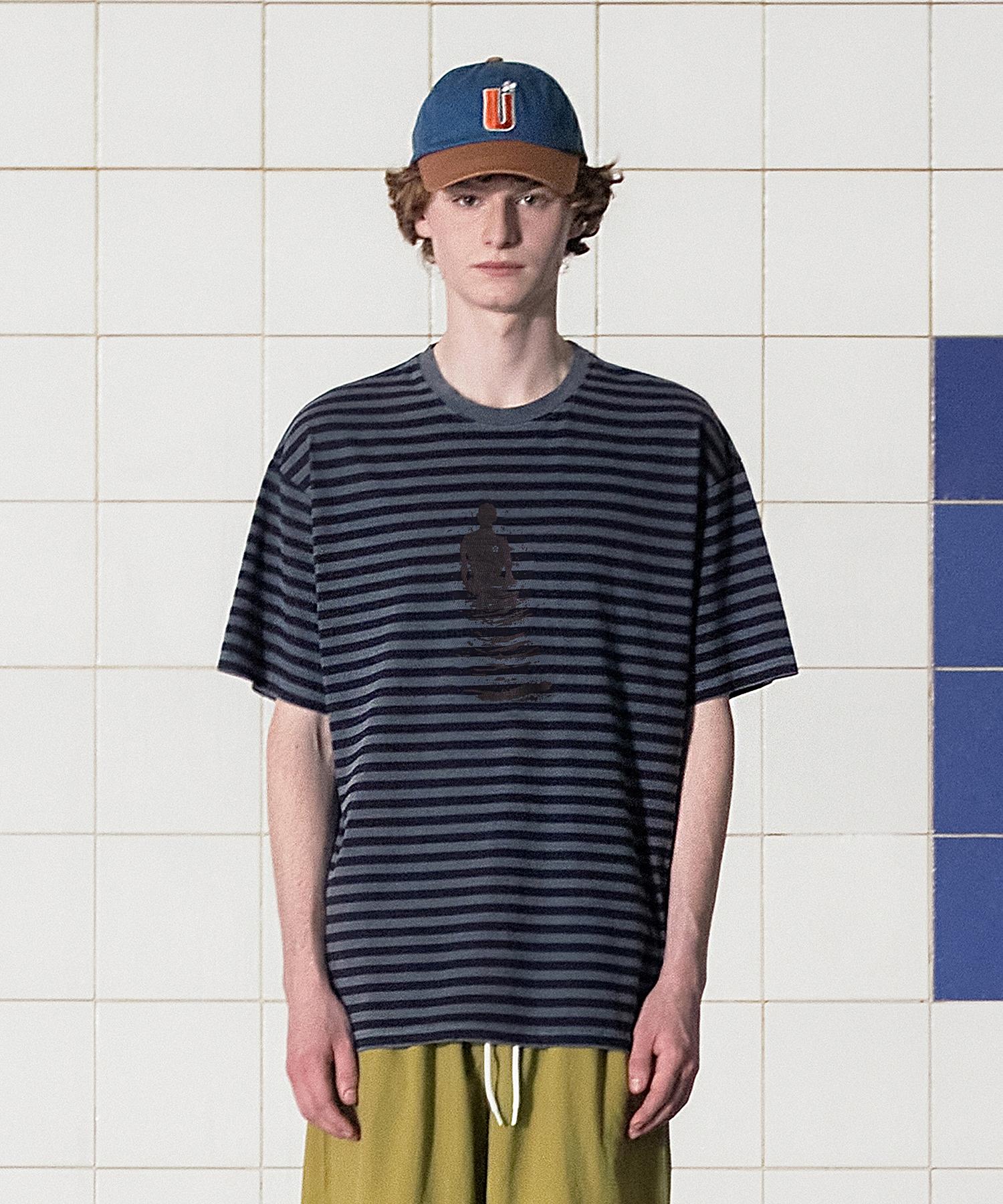 Analogoid Pigment Stripe T-Shirt / Charcoal Charcoal/S