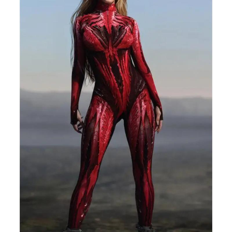 Unisex Cyber Punk 3D Digital Printing Halloween Party Role Play Outfit Women Men Cosplay Costume Carnival Jumpsuit