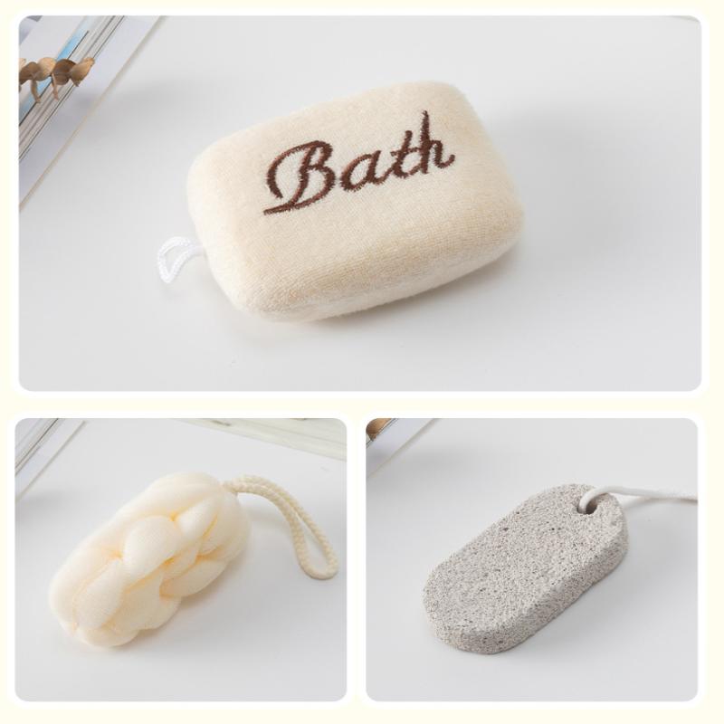 1 Set Spa Shower Gift Bag Bathing Skin Cleaning Kit Gift For Women Sisal Bath Flower Foot File Kit Back Scrubber Gloves Massager