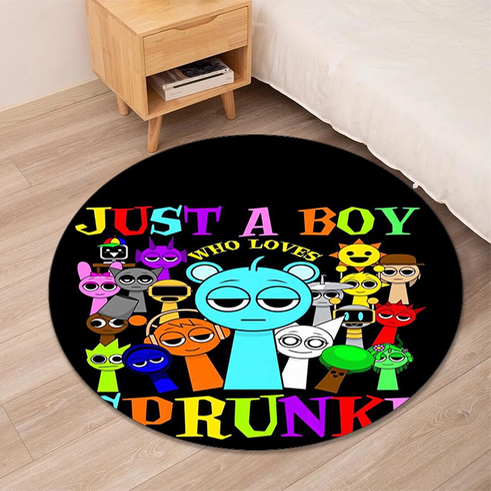 Sprunki Printed Round Rug Carpet Chair Rug Area Rug Entryway Doormats,for Office Chair Living Room Bedroom Kitchen Room.