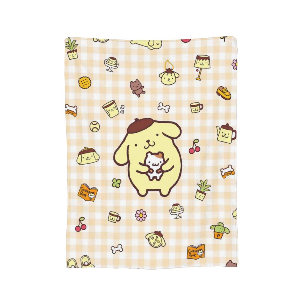 Cartoon Pom Pom Purin Plüschdecke Lustige Überwurfdecke für Zuhause Hotel Sofa 150*125cm Steppdecke,