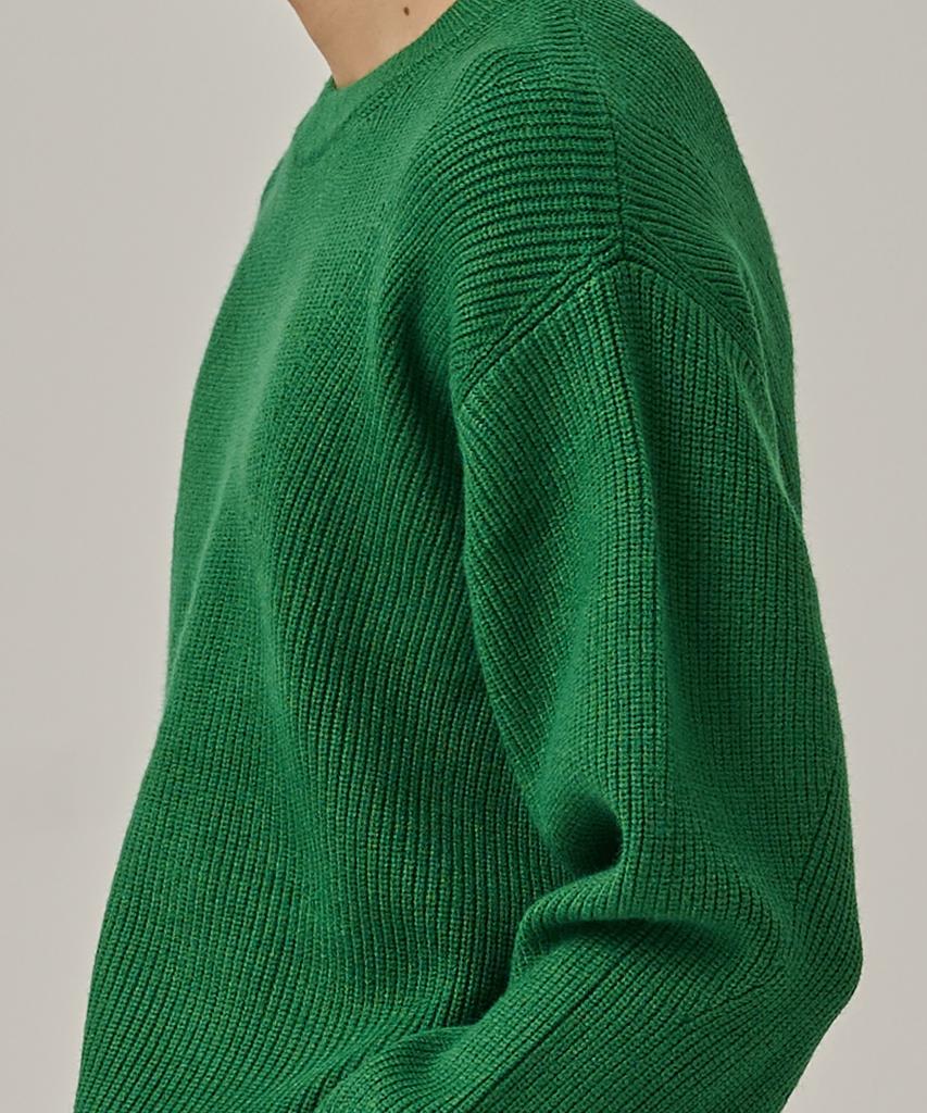ANALOG MOOD Semi-Overfit Hazzi Daily Round Knit (Green)