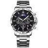Men's Quartz Watch with Subdials Analog Wristwatch with Date-Display Waterproof Luminous Chronograph Dress Watches Stainless Steel Band