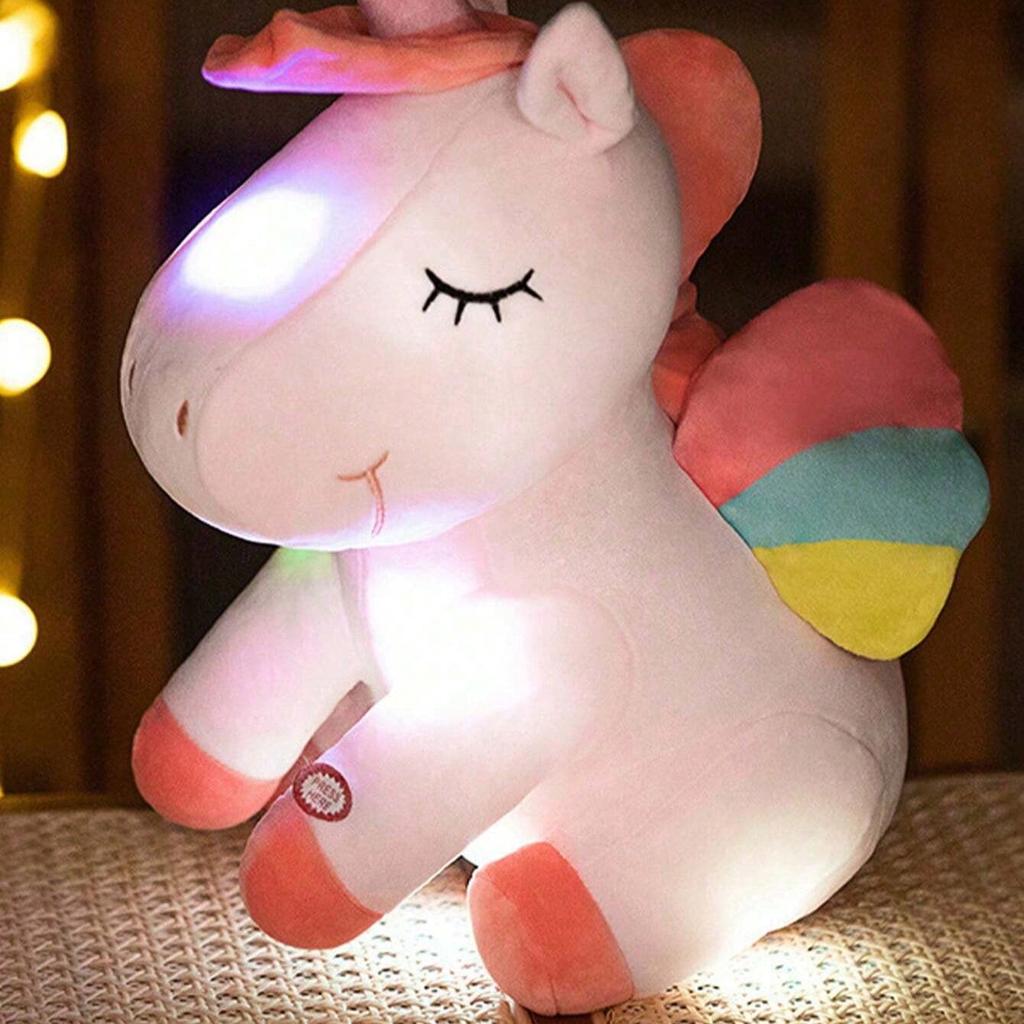 9.8'' Light Up Unicorn Stuffed Animal Soft Plush Toys With Colorful LED Night Light Soft And Cute Unicorn Stuffed Animal Glowing ,Without Batteries,