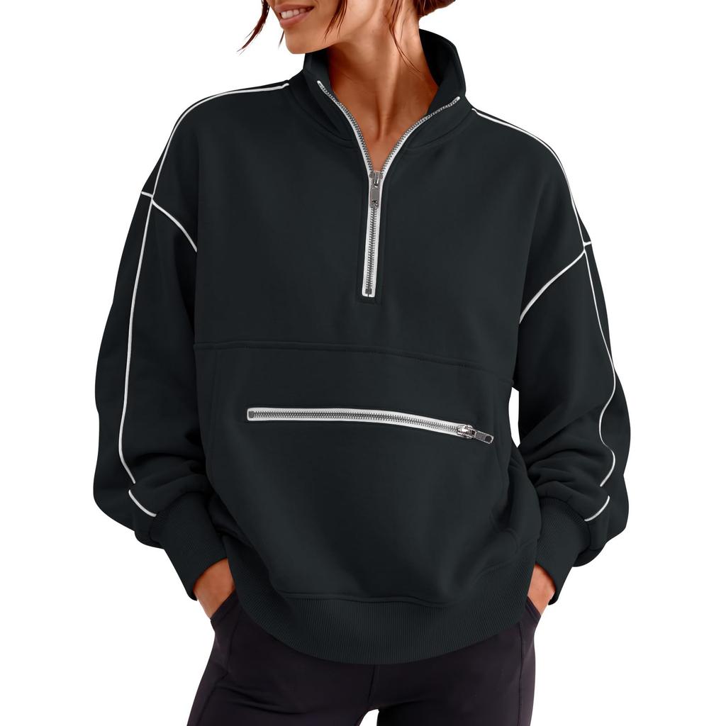 Women's Loose Fit Button Sweatshirt Soft Pullover with Pockets