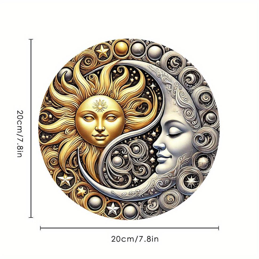 

Металлический настенный декор Солнце и Луна - Двухцветный небесный дизайн, Прочный железный декор для дома, Садовое украшение|Декор на небесную тематику 20X20cm