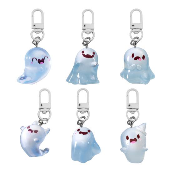 Glow in The Dark Ghost Keychain Set Small Resin Miniature Halloween Luminous Tiny Assorted Spooky Figurine