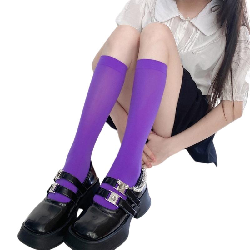 Colorful Calf Socks Velvets Knee High Stockings Lightweight Breathable Knee High Socks Student Girls Middle Tube Socks