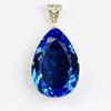 104.95 Ct CERTIFIED Pear 925 Sterling Silver Gemstone Blue Sapphire Pendant AI-85-NS