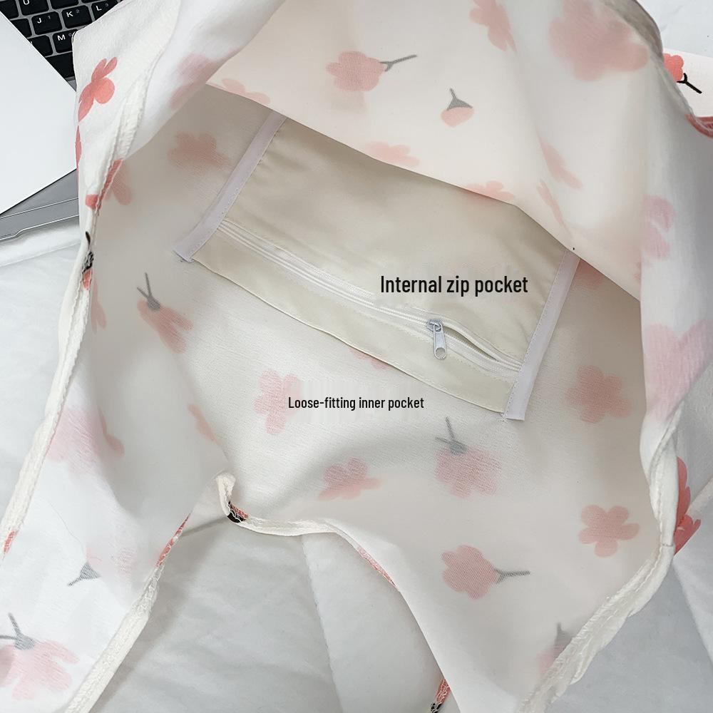 Spring & Summer Floral Canvas Tote - Large Capacity Shoulder Handbag for Women & Students