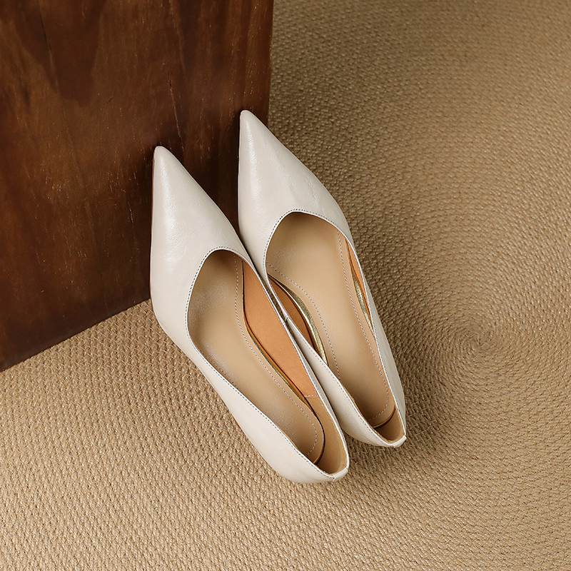 Krazing Pot Sheep Skin Summer Autumn Thin High Heels Party Shoes Women Pointed Toe Concise Shallow Pumps