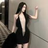 Birthday Dress High-end French Celebrity Hip Skirt Bar Wear Small Black Dress Sexy Neck Dress Women