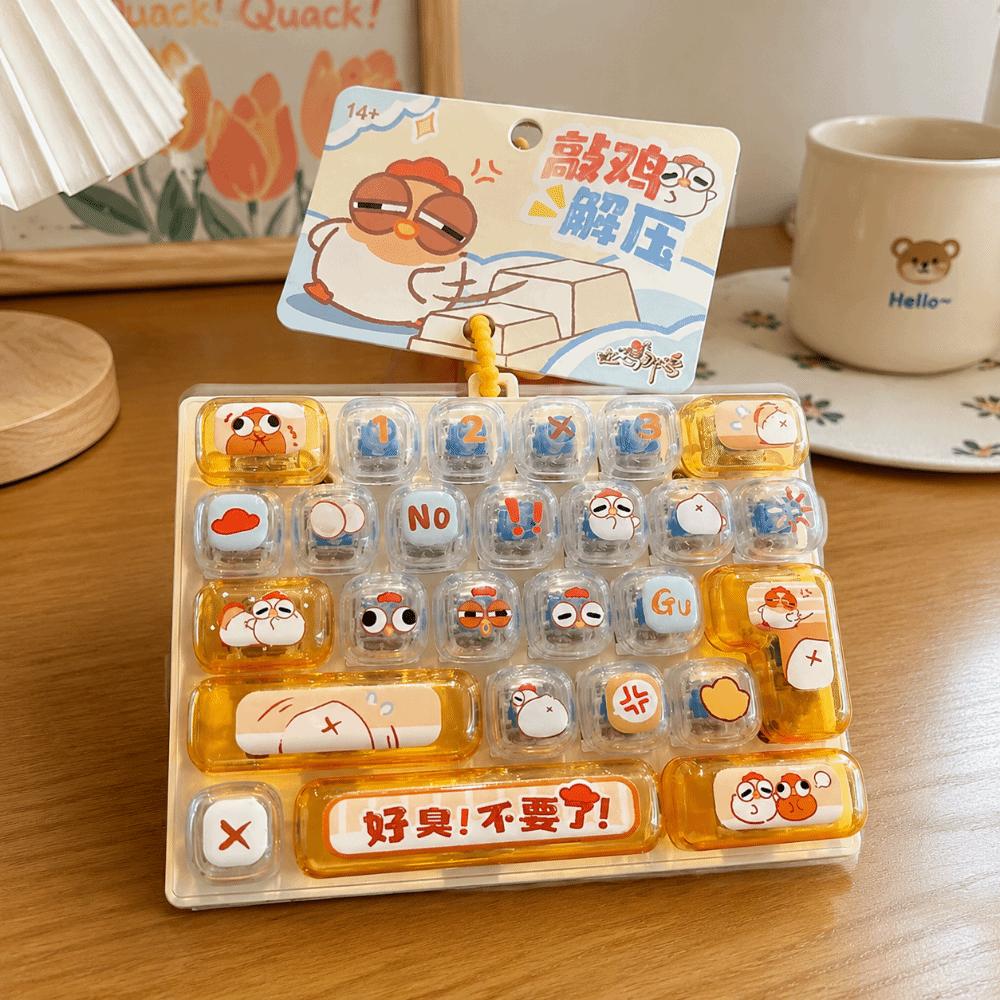 Creative Push Button Keychain Silicone Keycap Clicker Keyring Fidget Keyboard Pendant Small Gift