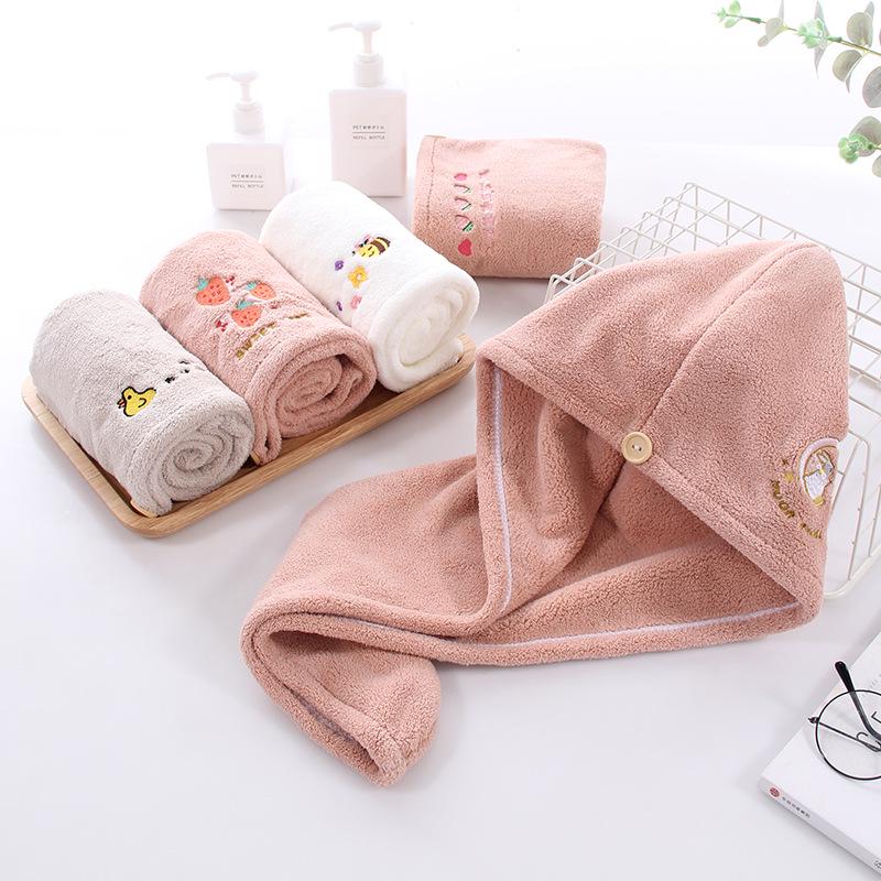 Tuqiang Hair Drying Towel - Absorbent & Cute Embroidery Bath Cap