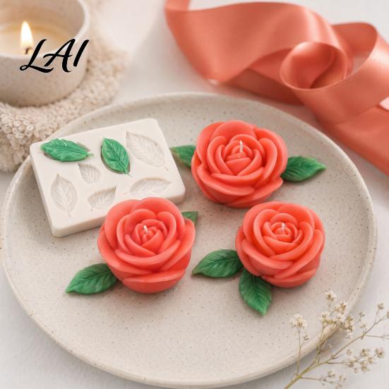 Silicone Soap Mold 4Pcs Flower Mold DIY Rose Candle Making Flexible Epoxy