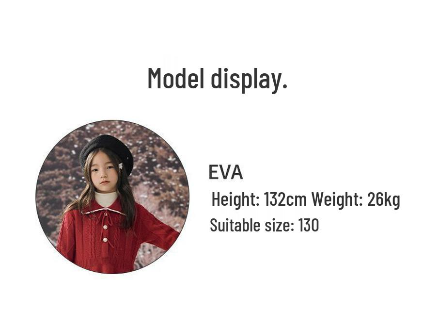 Sangluo Girls' Knit Woolen Dress - 2025 Autumn/Winter Red New Year Outfit