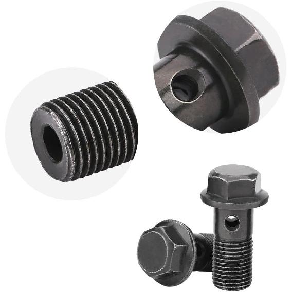 EVGATSAUTO Motorcycle Brake Banjo Bolts Kit, 5pcs M10×1.0mm Banjo Bolts Brake Line Fittings Adapter for Brake Caliper Master Cylinder