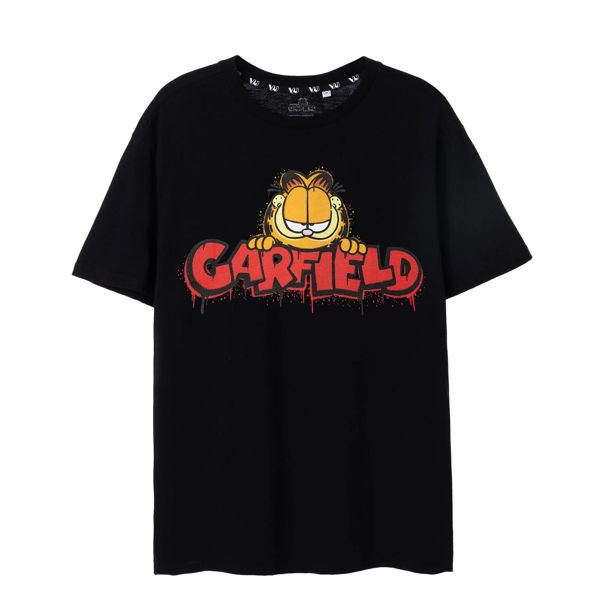 Maglietta a maniche corte da uomo con graffiti Garfield XXL nero