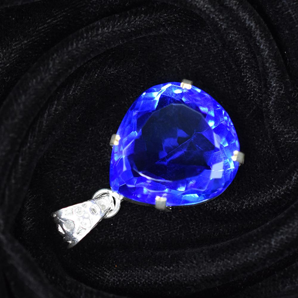 CERTIFIED 51.55 Ct Natural Blue Topaz 925 Sterling Silver Pear-Shaped Pendant MY-PD-138-NS