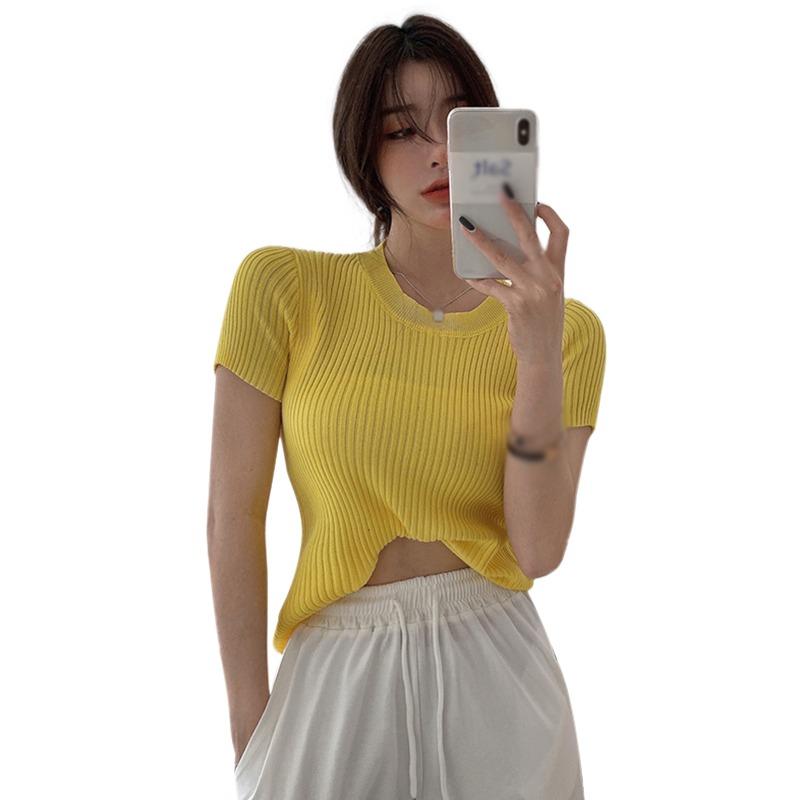 

Женские топы Slim Casual Fashion с короткими рукавами, однотонные