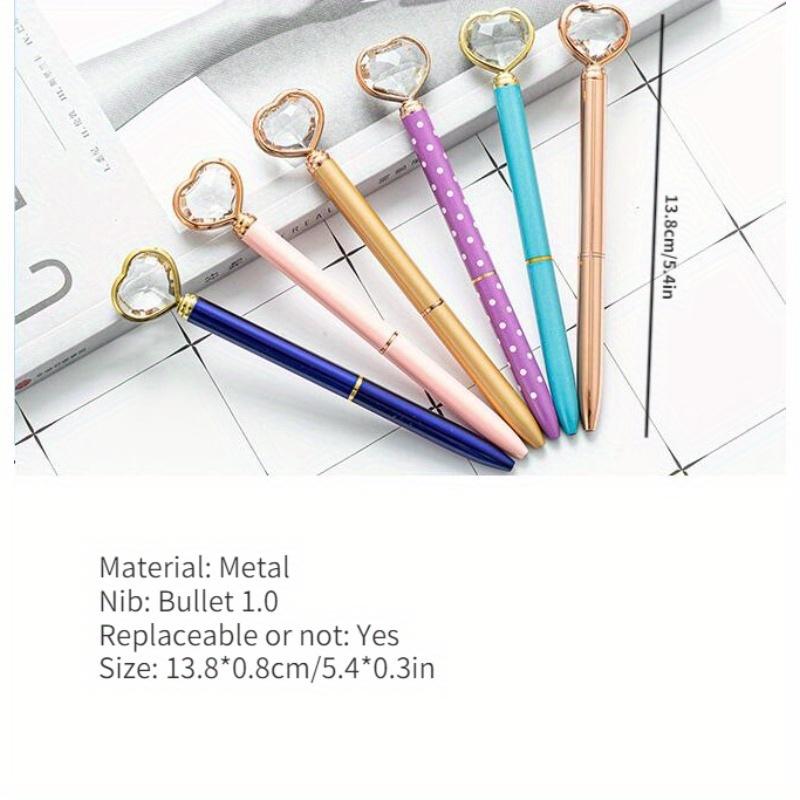 1pc Kawaii Crystal Ballpoint Pen Fashion Heart Shape Large Diamond Metal Pen
