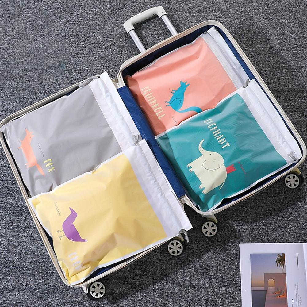 Double Layer Waterproof Drawstring Bag Travel Storage Pouch for Underwear Socks Cute Cartoon Dirty Clothes Laundry Bag 1PC