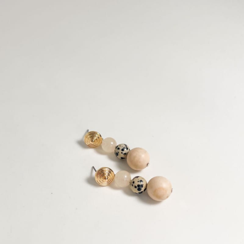 objet213 Nude & Dalmatian bubble earrings