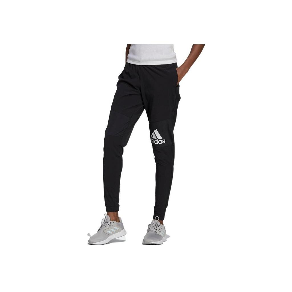 Adidas Logo Patch Tapered Leg Elastic Drawstring Sports Pants Women Pants Black GL3927