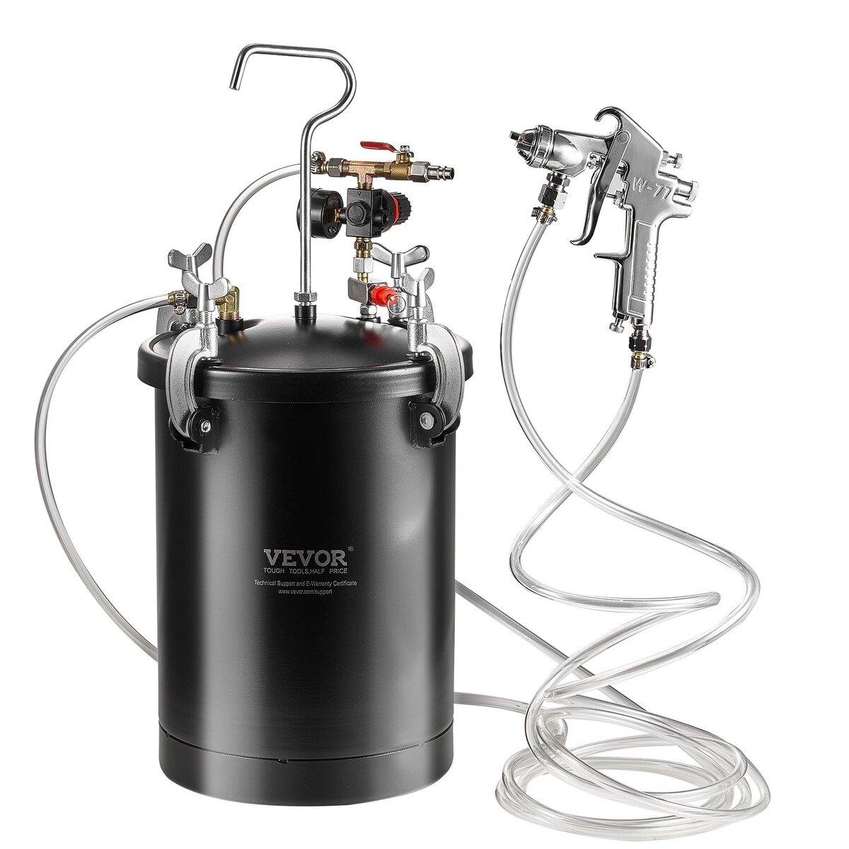 Réservoir Pression pour Peinture au Pistolet 15L/3.75gal Tuyaux de Pistolet à Peinture Manomètre