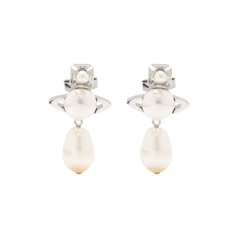 

Vivienne Westwood Inass Double Wear Pearl Pendant Brass Earrings Women earrings Silver 6202010402P103 Box