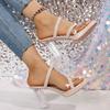 Fashion Upgraded Transparent Buckle High Heel Sandals Women Outdoor Summer Style Elegant Sexy Crystal Thick High Heels Shoes for Women