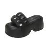 Fashion 8CM Summer High Platform Women Sandals Wedge Heels Slippers Crystal New Beach Outside Chunky Sandals Comfort Casual Slides Woman