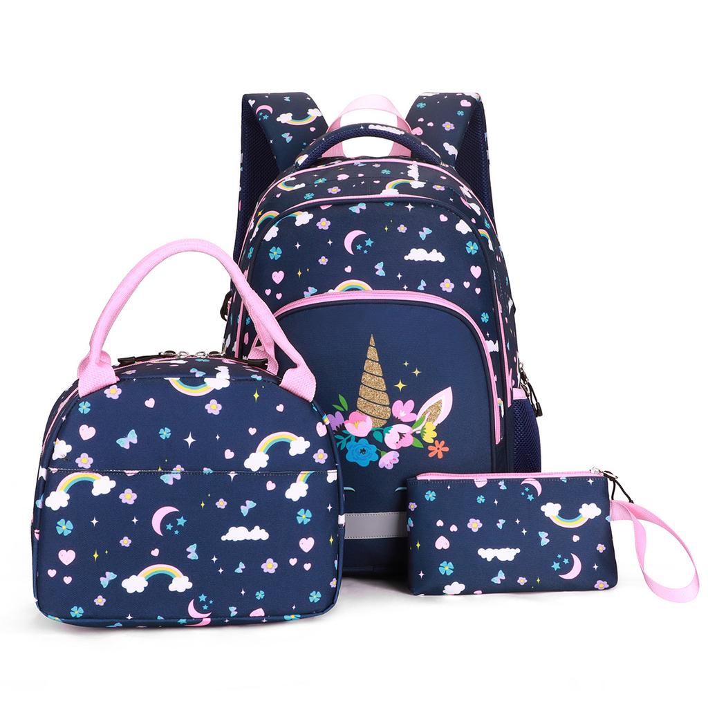 Three-piece set, primary school bag, large capacity, multi-layer boys' backpack, waterproof.