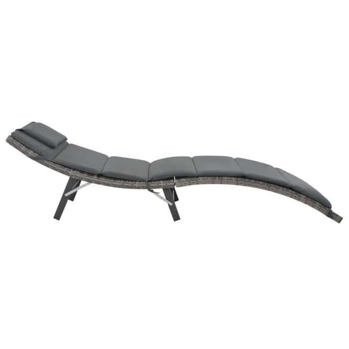 VidaXL Ensemble de chaises longues pliables 3 pcs Résine tressée Gris