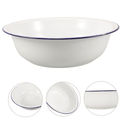 ULTECHNOVO Emajlefotbad, Vintage Emajlebasseng, Emajleskål, Emajlevaskebasseng, Emajlevaskestativ, Hvit