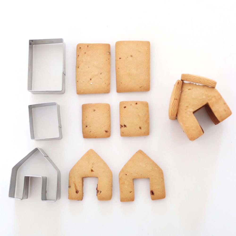 Christmas 3Pcs Cake House Pastry Food Cookie Cutter Kitchen Tool Cutting Mold Biscuit Mould