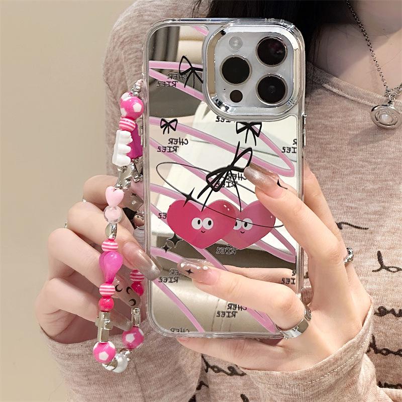 Zhitai Apple 15 Pro Max Case: Multi-functional iPhone Accessory with Mirror, Chain, and Love Design for Models 12-14.