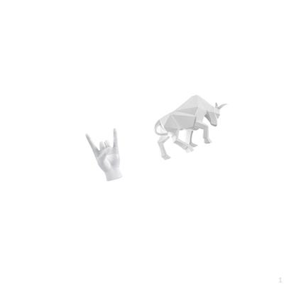 Rock Gesture Sculpture Modern Bull Figurine Creative Hand Sign Resin Statue Abstract Finger Ornament