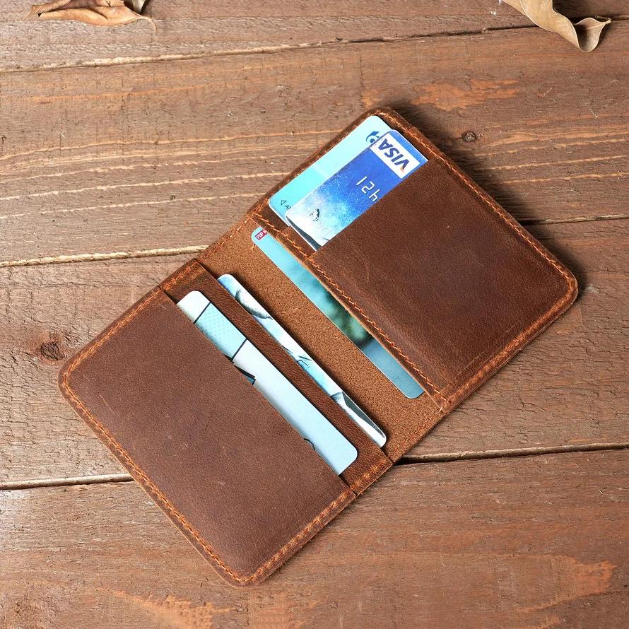 Vintage Handmade Mens Card Holder for Credit Card and Driver License Desinger Bifold Card Wallets License 7.5x10.5cm