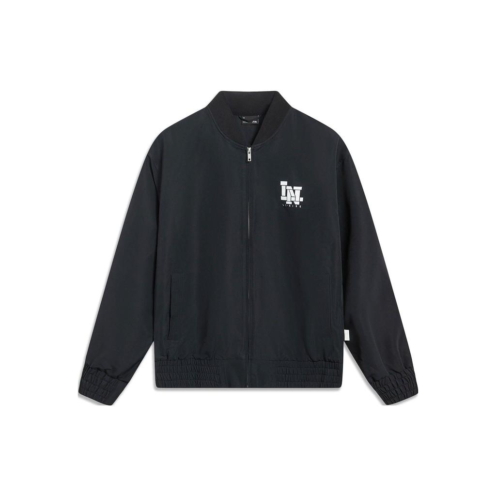 Li-Ning Série Sportovní životní styl Série Čínská kultura Vzor nápisu na zádech Potištěná ležérní bunda Pánská bunda Černá AJDT361-2