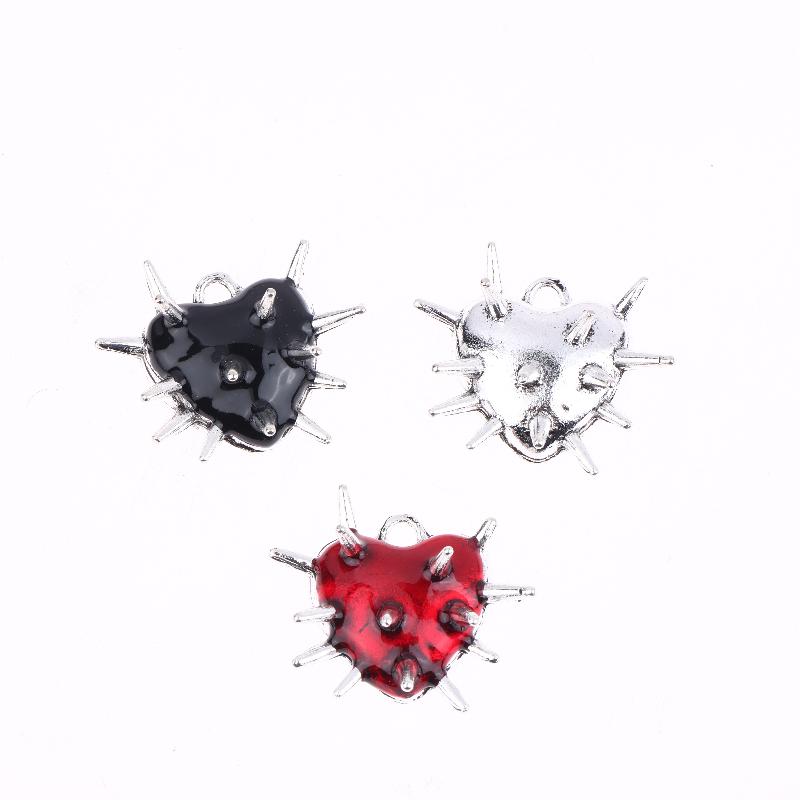 10Pcs Gothic Heart Thorns Spike Charms Punk Necklace Earring Diy Accessories For Jewelry Handicraft Making