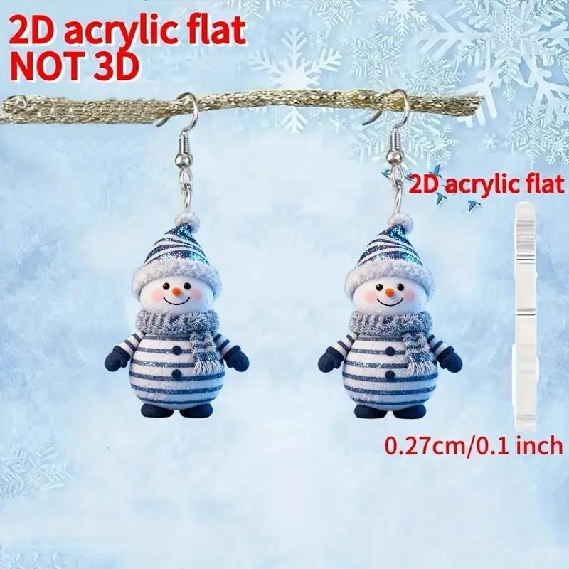 Festive Snowman Acrylic Jewelry With Printed Design For Holiday Gift Giving