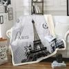 Paris Eiffel Tower French Style Soft Plush Blanket, Flannel Blanket Throw Blanket for Living Room Bedroom Sofa Cover