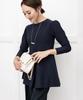 Yours BCXN1592 Puff Sleeve Peplum Knit Dark Size M Women's Top, Navy,