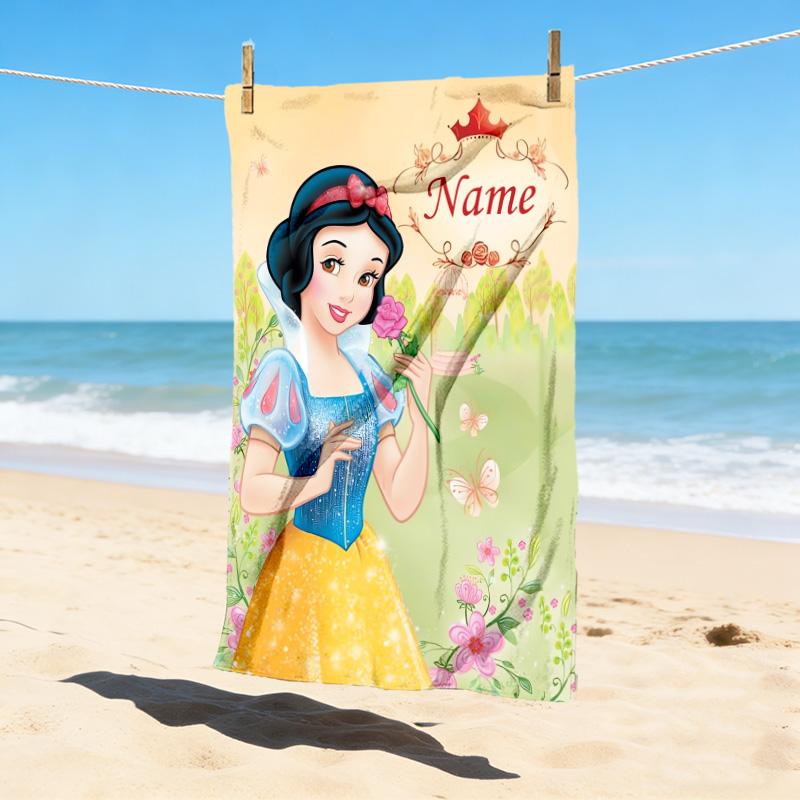 Custom Name Princess Garden Stylish Digital Printing Beach Towel Quick‑Drying Absorbent Blanket for Beach Pool Gym Travel