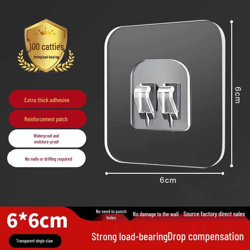Seamless No-Drill Adhesive Interlocking Hooks for Bathroom & Kitchen - Strong, Transparent, Multifunctional Hooks