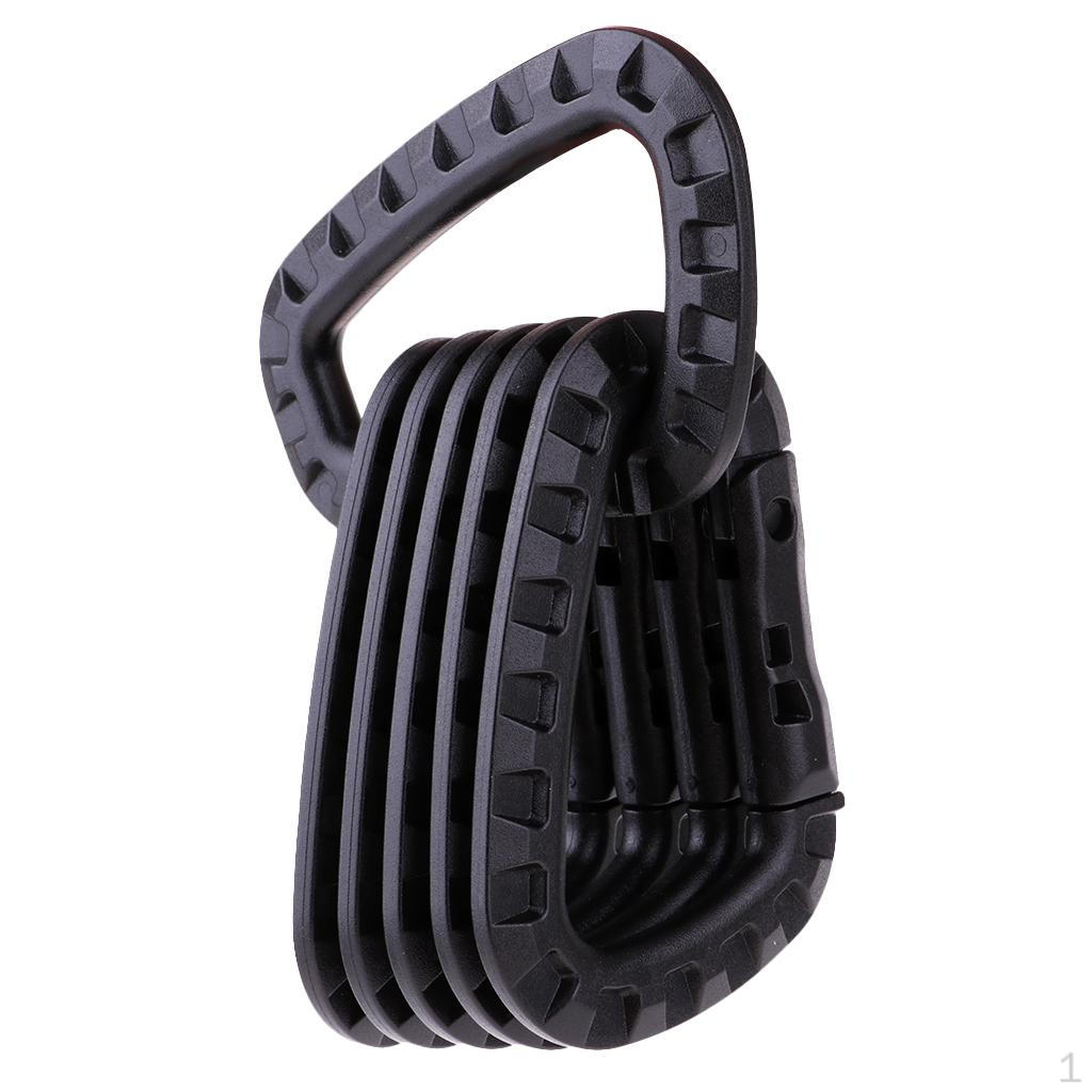 

Карабин-брелок для снаряжения, D-образный замок из твердого полимера, зажимы для рюкзака, черный