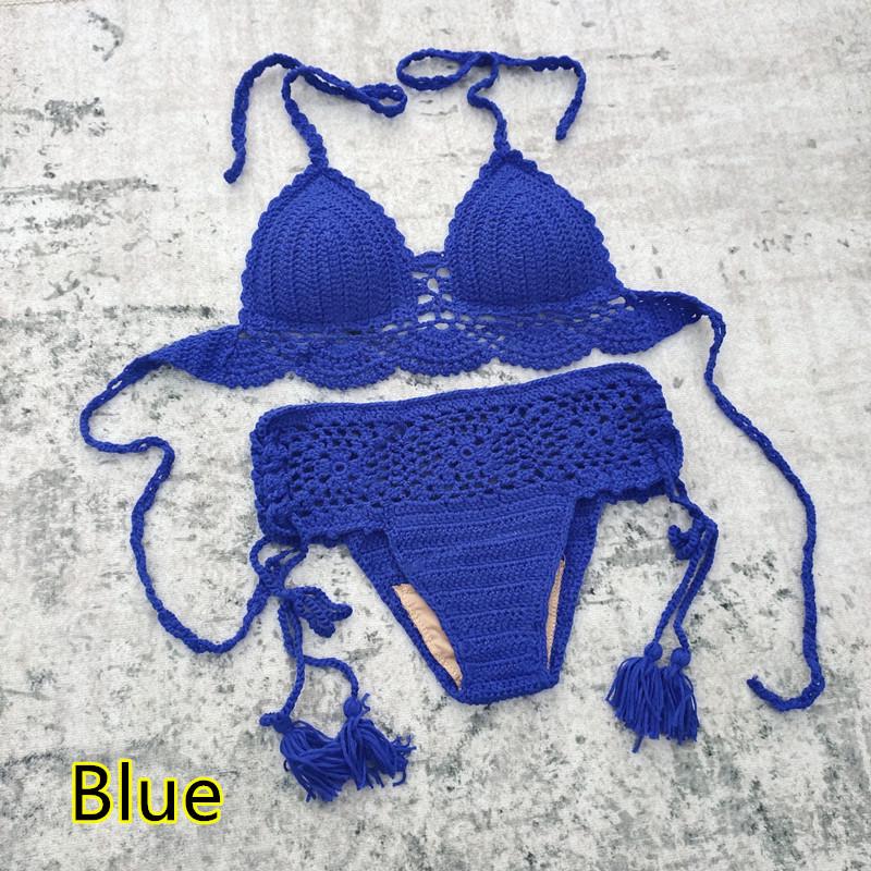 Handmade Crochet Bikini Swimsuit Set with Chest Pads