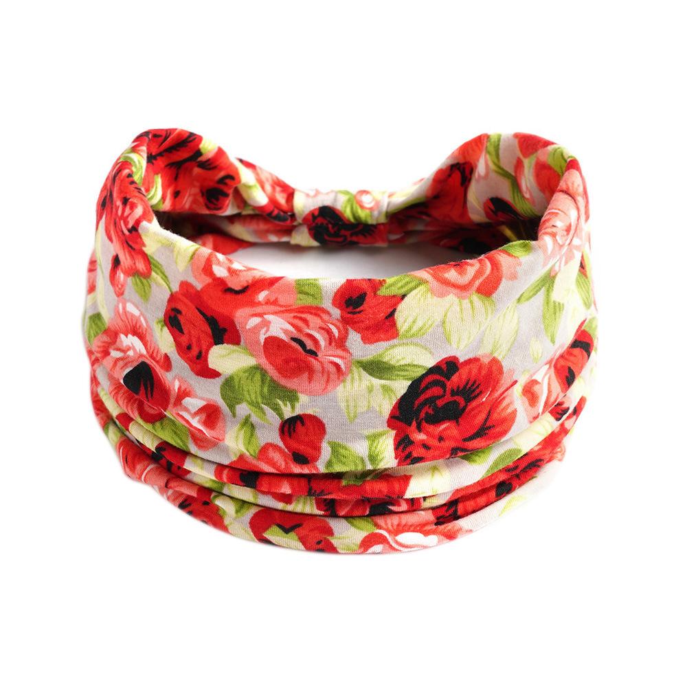 Bohemian Headbands for Women Cashew Flower Head Band Yoga Sports Hairband Elastic Cotton Wide Bandanas Headwear Hair Accessories