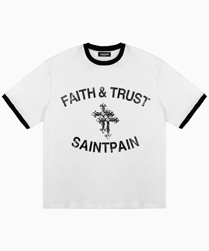 SAINTPAIN Sp Face & Trust Heavyweight Ringer T-Shirt White